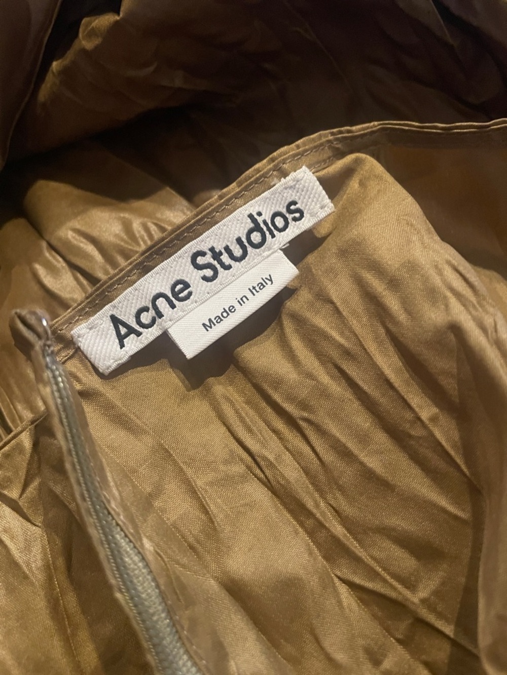 Acne Metallic Gold Crinkle Maxi Dress - Picture 6 of 9